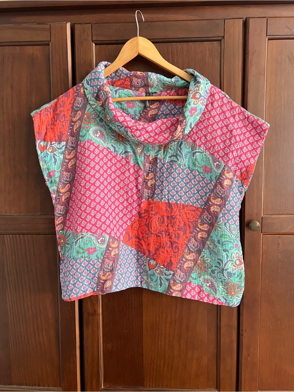 Shannon Passero Patchwork Cowl Neck 100% Cotton - S